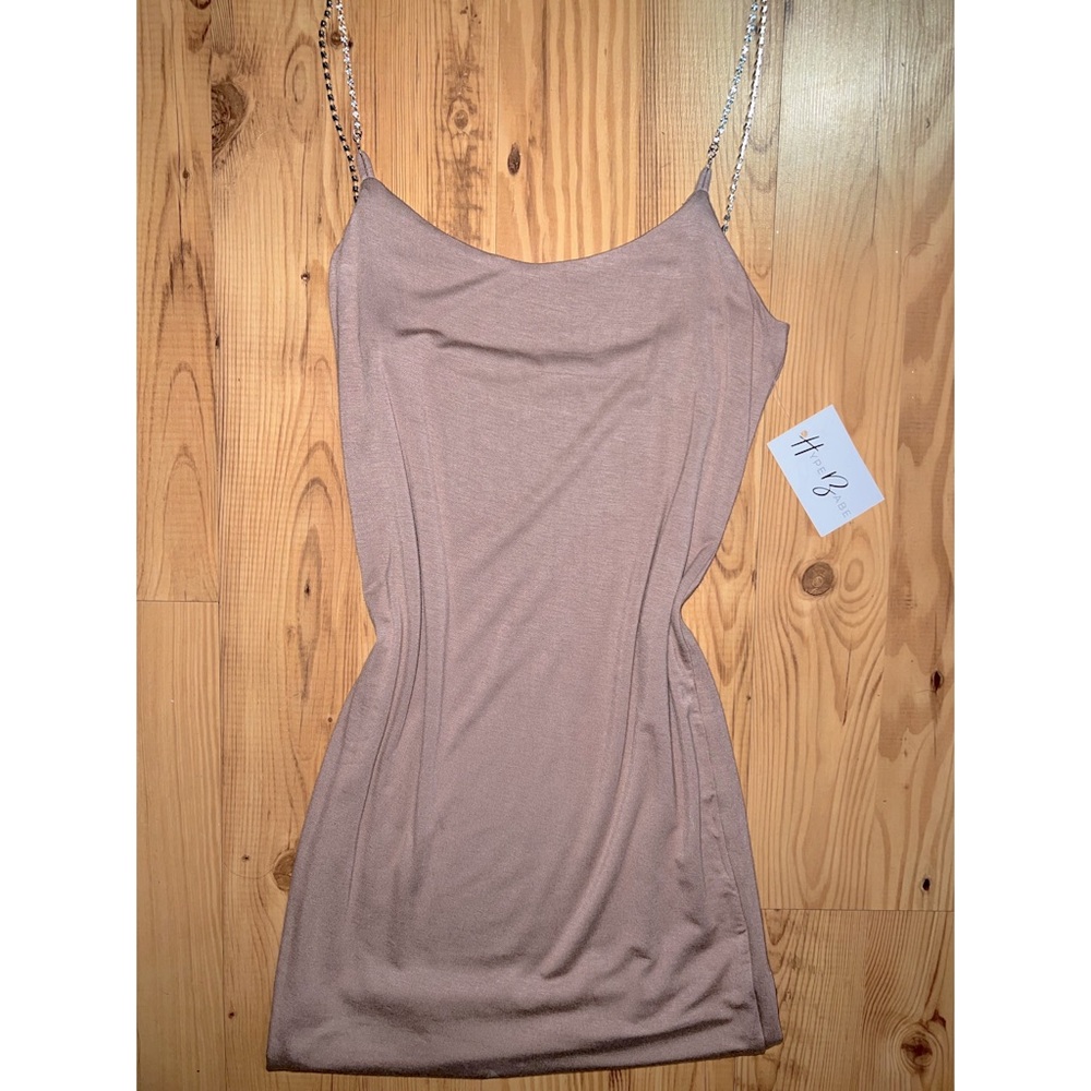 Sequin strapped nude dress